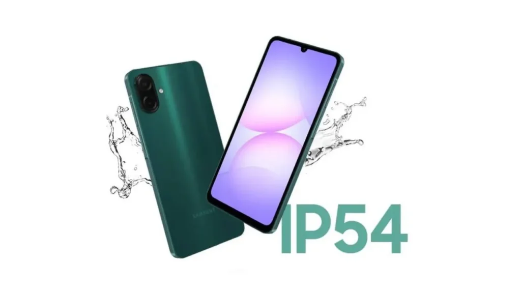 Galaxy A07 4G contará com IP 54 para resistência à água e poeira.