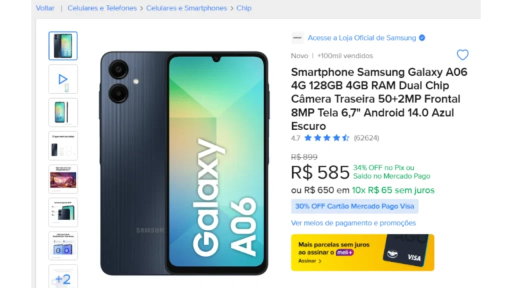 Samsung Galaxy A06 em promoção
